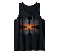 Wolf Silhouette Lake Reflection On The Lake Tank Top
