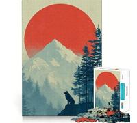 Wolf Silhouette Mountain Landscape Artr Teenagers 1000 Pieces Puzzle Memory Fun Game Clean Cut Sturdy Components Portable Travel Friendly Fun Game (38x52cm)