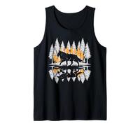 Wolf Silhouette Pine Trees Vintage Lone Alpha Women Men Kids Tank Top