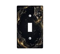 Wolf Single Light Switch Cover Plate, Mystical Elegant Stars Swirls N/a Black Plastic Standard Size Decorative Wall Plates for Living Room Bedroom Home Office Decor (Single)