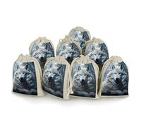 Wolf Sitting in The Snow 8 PCS Muslin Bags with Drawstring Sachet Bags Empty Small Cotton Drawstring Bag Muslin Reusable & Washable Cotton Bag for Herb Spice Candy Soap Jewelry Wedding Gift Pouches