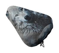 Wolf Sitting in The Snow Bike Seat Cushion Waterproof Bicycle Seat Cover with Drawstring Comfort Dustproof Rain Proof Protection Bike Seat for Outdoor Most Bicycles Mountain Road Bikes