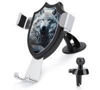 Wolf Sitting in The Snow Car Phone Mount Universal Auto Phone Holder Adjustable Cellphone Car Mount 360° Rotation, Dashboard & Windshield & Air Vent Strong Suction Cup Phone Stand Compatible with All