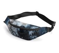 Wolf Sitting in The Snow Fanny Packs with Zipper, Personalized Waist Bags with Multiple Pockets, Adjustable Sling Bag for Travel, Waterproof Belt Bag, Crossbody Bags for Unisex