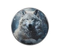 Wolf Sitting in The Snow Fridge Magnets for Home, Personalized Round Refrigerator Magnets for Kitchen, Multifunctional Magnetic Stickers for Locker Decorations, Office