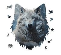 Wolf Sitting in The Snow Jigsaw Puzzle 175PCS Wolf Head Design Puzzle Wooden Jigsaw Puzzles for Adults Families