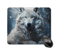 Wolf Sitting in The Snow Mouse Pad Square Mouse Mat Non-Slip Rubber Base Mousepad Wireless Mice Mat for Gaming, Office & Home, Waterproof Mouses Mats for Laptop/Desktop 25 * 30cm