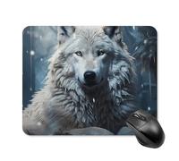 Wolf Sitting in The Snow Mouse Pad Square Mouse Mat Non-Slip Rubber Base Mousepad Wireless Mice Mat for Gaming, Office & Home, Waterproof Mouses Mats for Laptop/Desktop 20 * 25cm