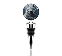 Wolf Sitting in The Snow Wine Bottle Stopper Reusable Wine Saver Cork Plug Universal Leakproof Preserver for Oil Vinegar Beverage Bottles Decoration Party Favors Bar Tool Accessory Art Decor