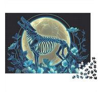 Wolf Skeleton Art Print Jigsaw Puzzles Puzzle for Adults Kids. 1000 Piece Whimsical Challenge Toy Educational Games Home Decoration for Adults& Kids Age 14 Years Up 38x26cm/1000pcs