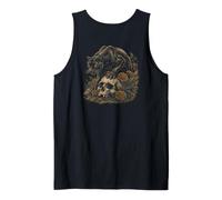 Wolf Skull Rose Gothic Vintage Tattoo Floral Nature Art Tank Top