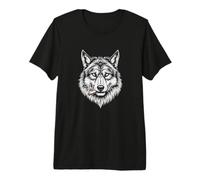 Wolf Smoking, Funny Edgy Boss Ironic Rebel Black Graphic Premium T-Shirt