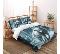 Wolf Snow Bedding Set 3D Design Animal Theme Wildlife Duvet Cover Set Microfiber Quilt Cover Universal for All Seasons with Pillowcase Double（200x200cm）