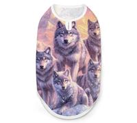Wolf Snow Mountains Sunset Dog And Cat Clothes Pet Summer Sleeveless T Shirt Basic Vest S