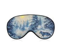 Wolf Snowy Landscape Pine Trees Blackout Sleep Mask for Side Sleeper Soft Covers for Travel Essentials Nap