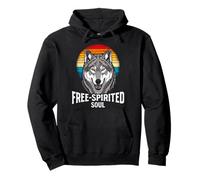 Wolf Spirit FREE SPIRITED SOUL Retro Funny Wolves Pullover Hoodie