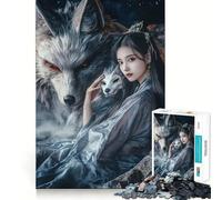 Wolf Spirit Guardian Jigsaw 1000 Pieces for Adults Memory Fun Game Expert Cutting Craftsmanship Relaxing Indoor Group Activity (50x75cm)