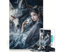 Wolf Spirit Guardian Jigsaw Puzzle 1000 Piece Cognitive Fun Play Precise Interlock Structure Bonding Activity for Loved Ones (38x26cm)