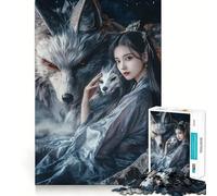 Wolf Spirit Guardian Jigsaw Puzzles for Teenagers 1000 Mental Fun Game Clean Seamless Connection Engaging Way to Pass Free Hours (38x52cm)