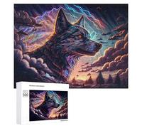 Wolf Spirit in Stormy Sky - Challenging Puzzle for Adults, 500 PCS, New Year Party Activity; for Couples, Friends And Family