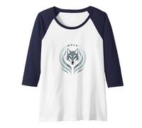 Wolf Spirit: Mystical Emblem for Nature Enthusiasts Raglan Baseball Tee, Women, Navy/White, XXL
