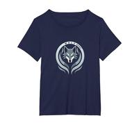 Wolf Spirit: Mystical Emblem for Nature Enthusiasts T-Shirt, Women's Plus, Navy, 4X