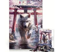 Wolf Spirit Sakura Torii 1000 Piece Jigsaw Puzzles for Teenagers Jigsaw Brain Activity Time Well Spent Neat Edges (38x52cm)