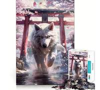 Wolf Spirit Sakura Torii Jigsaw for Teenagers1000 Pieces Mental Boost Game Burr Free Clean Cut Pieces Easy to Learn Family Enjoyment (38x26cm)