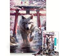 Wolf Spirit Sakura Torii Jigsaw Puzzle 1000 Logic Thinking Play Expert Cutting Craftsmanship Quiet Time Mind Exercise at Home (50x75cm)