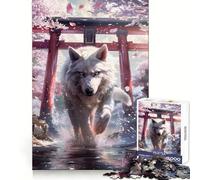 Wolf Spirit Sakura Torii Teenager Jigsaw Puzzles 1000 Pieces Boost Memory Casual Enjoyment Quality Cut Birthday Present (38x26cm)