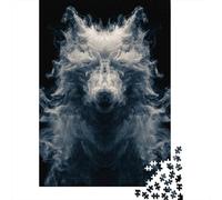 Wolf Spirit Smoke Art Jigsaw Puzzles Puzzle for Adults Kids. 1000 Piece Impossible Challenge Toy Educational Game Home Decoration for Adults& Kids Age 14 Years Up 52x38cm/1000pcs