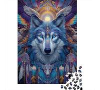 Wolf Spirit Totem Art Print Jigsaw Puzzles Puzzles for Adults Kids. 1000 Pieces Impossible Challenge Toy Educational Game Home Decoration for Educational Games Gifts 38x26cm/1000pcs