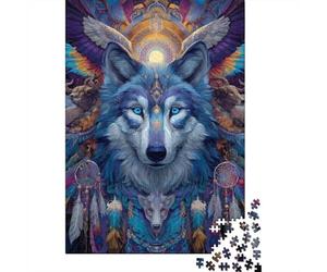 Wolf Spirit Totem Art Print Jigsaw Puzzles Puzzles for Adults Kids. 1000 Pieces Impossible Challenge Toy Educational Game Home Decoration for Adults& Kids Age 14 Years Up 70x50cm/1000pcs