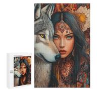 Wolf Spirit Warrior Woman -1 Puzzle 1000 Teile Schwer Puzzle Spielzeug Lernspiel Impossible Herausforderungsspielzeug Für Erwachsene Kinder 1000 PCS