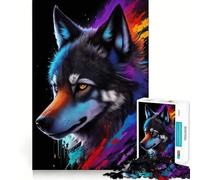Wolf Splash Art Painting 1000-piece Jigsaw Puzzles Brain Fun Training Seamless Fit Precise Pieces Fascinating Hobby for Idle Moments (38x52cm)