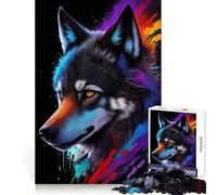 Wolf Splash Art Painting Adult Jigsaw Puzzle1000 Pieces Analytical Skill Relaxed Leisure Tight Join Winter Gift (50x75cm)