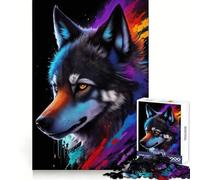 Wolf Splash Art Painting Jigsaw Puzzles 1000 Pieces for Adults Mind Power Mind Soothing Fun Uniform Edges Thoughtful Gift (38x52cm)