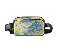 Wolf Spring Green Trendy Waist Bag Fanny Pack for Women Men Water Resistant Sling Chest Bag with Adjustable Strap for Travel Shopping Running, Aesthetic Fighting Fish, One Size