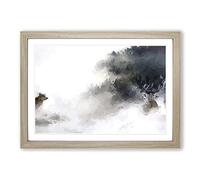 Wolf & Stag in a Winter Forest in Abstract Framed Print | A2 Oak Framed Wall Art | Ready to Hang | Abstract Animal Picture | Living Room Bedroom Lounge Office