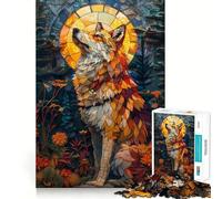 Wolf Stained Glass Art 1000 Piece Jigsaws for Adults Think Training Play Tight Lock No Loose Pieces Unique Gift for Stress Relief (50x75cm)