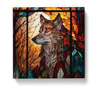Wolf Stained Glass Effect Canvas Print | Gallery Wrapped 30mm Frame Wall Art | 20x20 inches | Ready to Hang | Modern Animals Picture | Living Room Bedroom Lounge Office