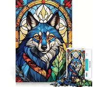 Wolf Stained Glass Jigsaw for Adults1000 Pieces Mind Boost Game Seamless Fit Precise Pieces Relaxing Indoor Group Activity (38x26cm)
