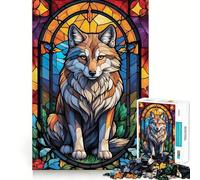 Wolf Stained Glass Jigsaw Puzzle1000 Pieces Brain Boosting Play Zero Gap Cozy Indoor Entertainment for All (38x26cm)