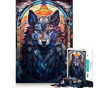 Wolf Stained Glass Jigsaw Puzzles 1000 Mind Skill Play Premium Laser Cut Quality Quiet Time Mind Exercise at Home (50x75cm)
