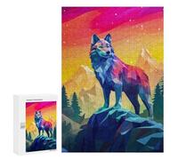 Wolf Stand in Mountains - Decorative Wooden Puzzle, 300 PCS, Festive Gift for Adults - for A Rewarding Weekend Challenge
