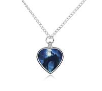 Wolf Standing on An Ancient Wall Custom Urn Necklace for Pet Ashes Cute Pet Memorial Pendant Jewelry Gifts for Dog Cat