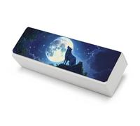 Wolf Standing on An Ancient Wall Funny Glasses Case Hard Shell Eyeglasses Case Protector with Cleaning Cloth for Women Men