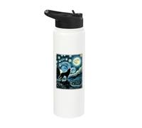 Wolf Star Gazer - Artistic Van Gogh Style Starry Night Wolf Stainless Steel Insulated Water Bottle