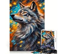 Wolf Star Painting 1000 Piece Jigsaw Puzzles for Teenagers Jigsaw Cognitive Workout Calm Leisure Ideal Fit Winter Gift (38x52cm)
