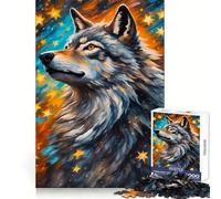 Wolf Star Painting for Adults 1000 Piece Jigsaw Puzzle Mental Exercise Serene Escape Snug Lock (50x75cm)